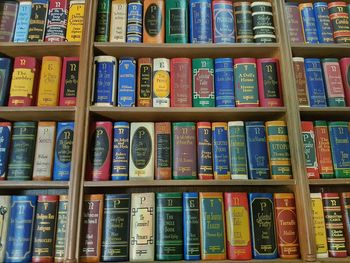 Full frame shot of books in shelf