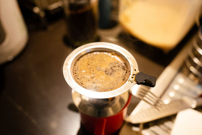 Close-up of coffee on table