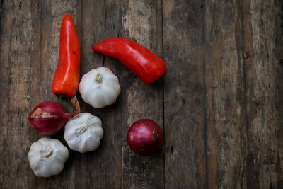 High angle view of tomatoes on table