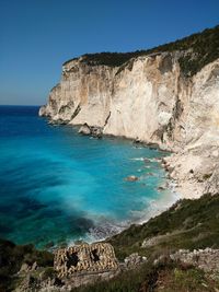 Scenic view of sea against clear sky