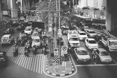 Cars on road in city