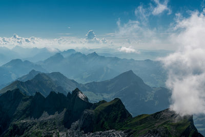 Panoramic view of mountains against sky