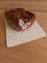 Close-up of chocolate cake on table