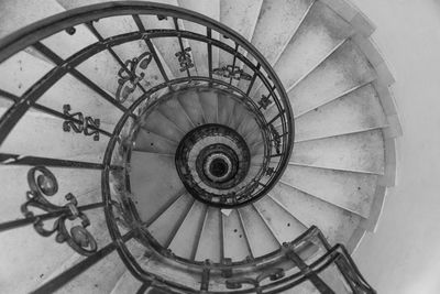 High angle view of spiral stairs