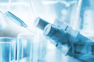 Close-up of chemical in text tubes at laboratory