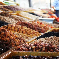 Various food in market stall