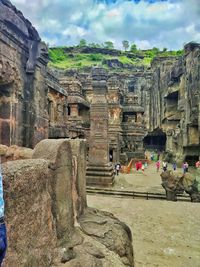 Group of people in old temple