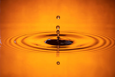 Close-up of drop falling in water