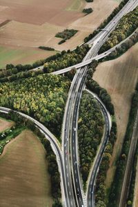 High angle view of highway in city