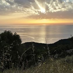 Scenic view of sea at sunset