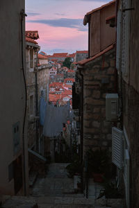 Sunset over the narrow streets of dubrovnik's old town, croatia. 