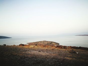 Scenic view of sea against clear sky