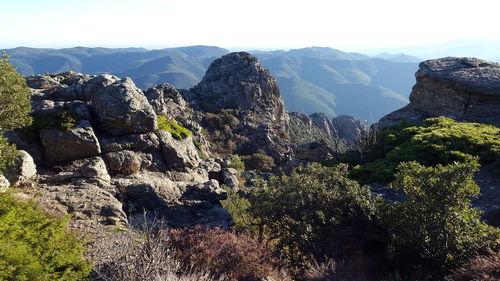 Scenic view of mountains against sky