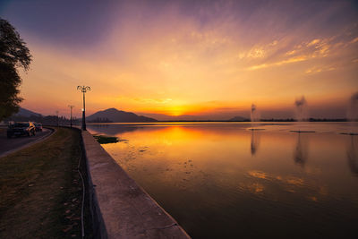 Scenic view of sunset over sea