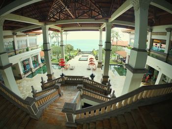 High angle view of staircase in building