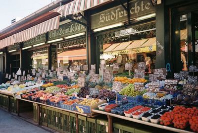 View of market stall in store