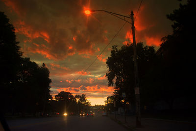 Silhouette of road at night