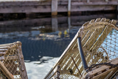 Close-up of lobster trap