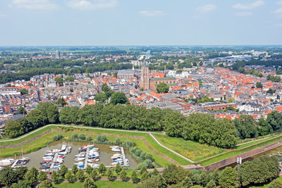 Aerial view from the city gorinchem in the netherlands