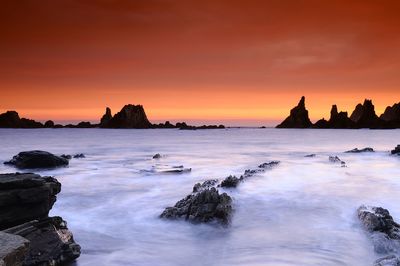 Scenic view of sea against sky during sunset