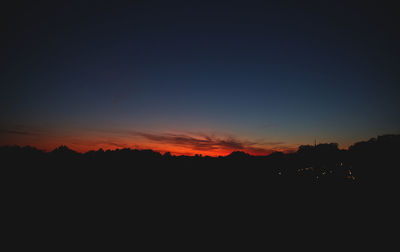 Silhouette landscape against sky during sunset