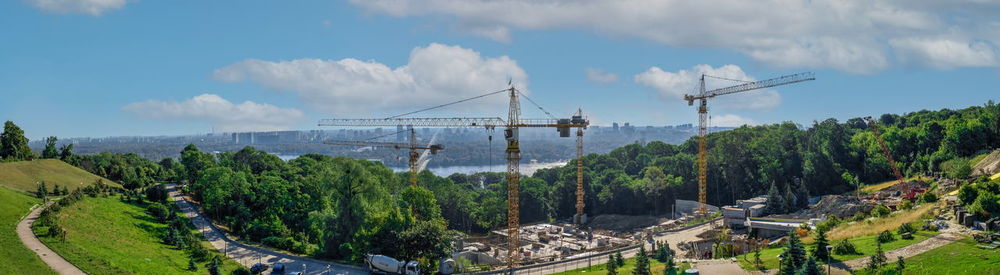 View of kiev from the side of the park of eternal glory, ukraine, on a sunny summer morning