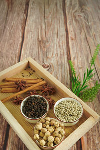 High angle view of food on table