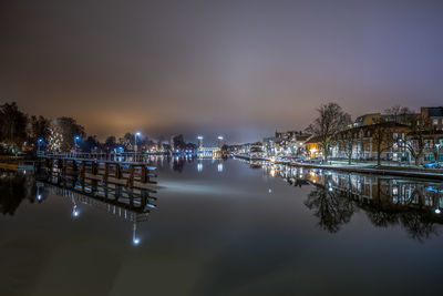 Trollhättan's town in the evening in winter