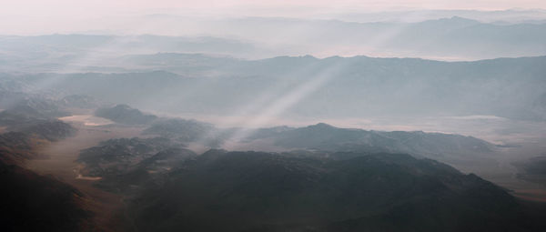 High angle view of mountains against sky