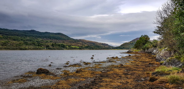 Scenic view of lake against sky