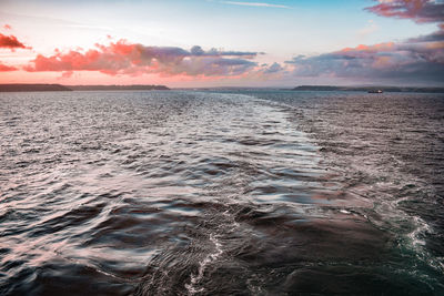 Scenic view of sea against sky during sunset