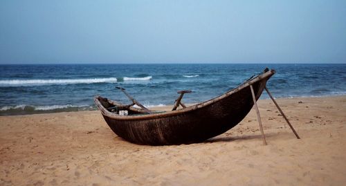 Boats moored in sea