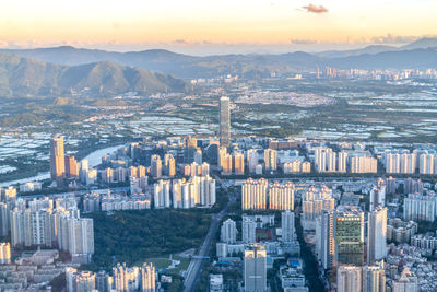 An aerial view of shenzhen, guangdong province, china