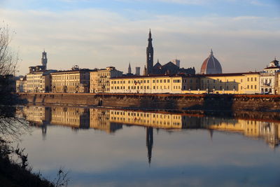 Reflection of buildings in river