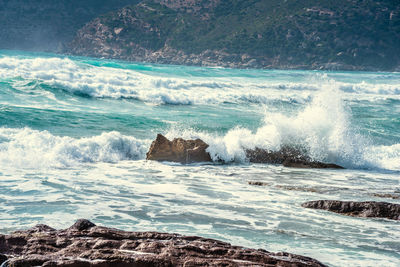 Waves rushing towards shore