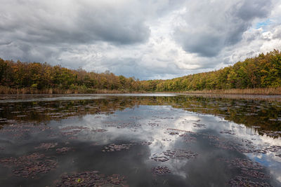 Scenic view of lake against sky