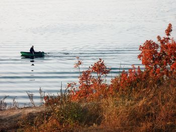 Scenic view of lake against sky during autumn