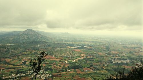 High angle shot of countryside landscape