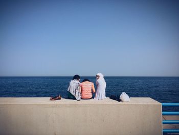 Scenic view of sea against clear sky