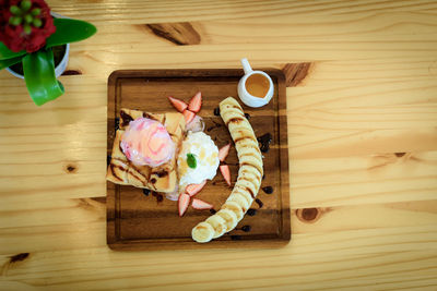 High angle view of food on table