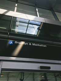 Low angle view of train at subway station
