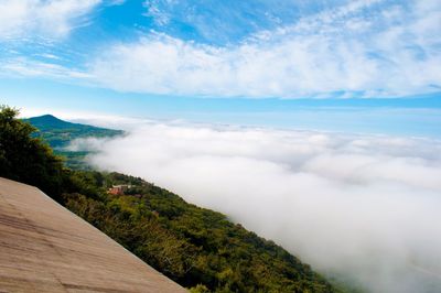 Scenic view of clouds over mountains