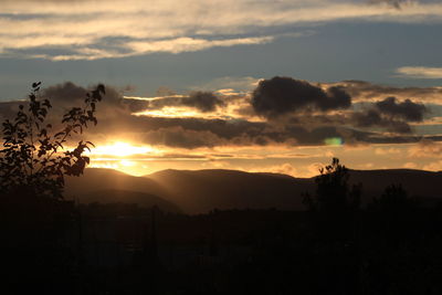 Silhouette landscape against sky during sunset