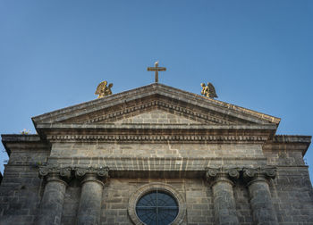 Facade of historic church against sky