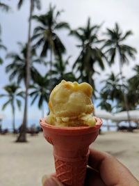 Hand holding ice cream cone