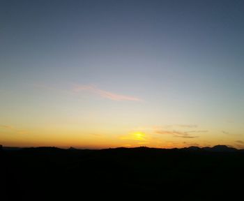 Scenic view of silhouette landscape against sky during sunset