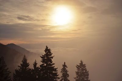 Scenic view of mountains at sunset