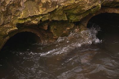 Close-up of water in tunnel