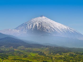 Scenic view of mountain against cloudy sky