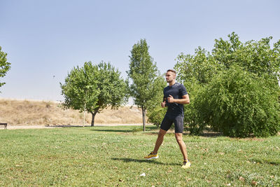 Sportsman doing sports in a park